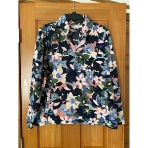 Vera Bradley Women's 1/4 Snap Sporty Fleece Pullover Pockets XL Floral Sweater
